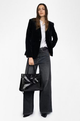 Blazer structuré en velours lisse avec fermeture boutonnée ZADIG & VOLTAIRE | Marine