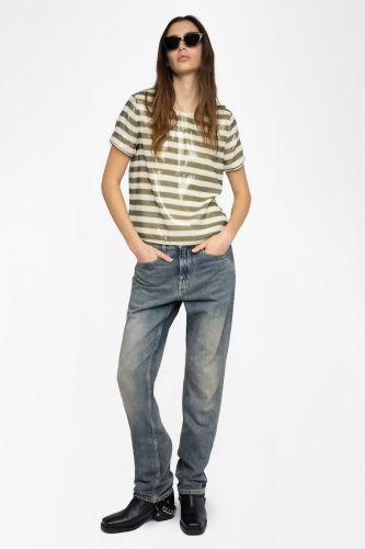 T-shirt à sequins imprimés style marinière ZADIG & VOLTAIRE | Marine