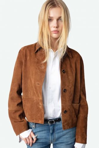 Blouson court en cuir suède camel ZADIG&VOLTAIRE | Marine