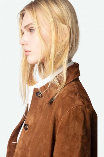 Blouson court en cuir suède camel ZADIG&VOLTAIRE | Marine