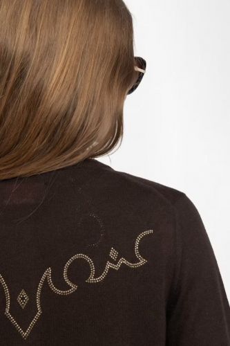 Cardigan brun avec détail strass 100% cachemire ZADIG&VOLTAIRE | Marine 