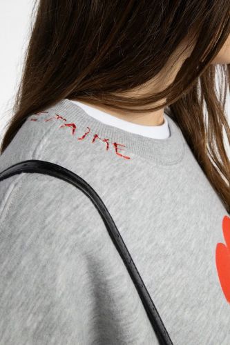 Sweat-shirt gris avec coeur rouge imprimé sur le devant ZADIG & VOLTAIRE | Marine