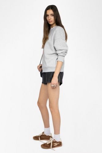 Sweat-shirt gris avec coeur rouge imprimé sur le devant ZADIG & VOLTAIRE | Marine