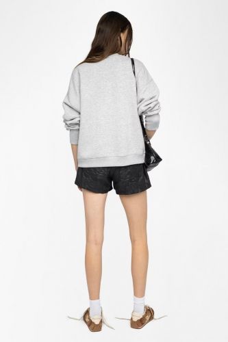 Sweat-shirt gris avec coeur rouge imprimé sur le devant ZADIG & VOLTAIRE | Marine