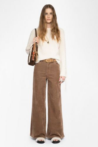 Pull beige col rond avec lacets ZADIG & VOLTAIRE | Marine