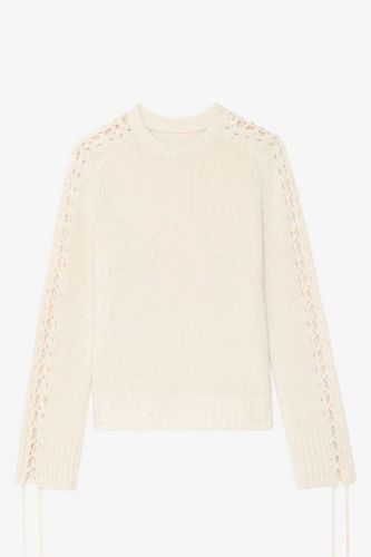 Pull beige col rond avec lacets ZADIG & VOLTAIRE | Marine