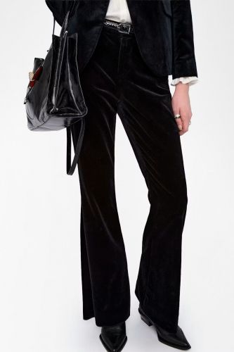 Pantalon tailleur en velours lisse noir ZADIG & VOLTAIRE | Marine