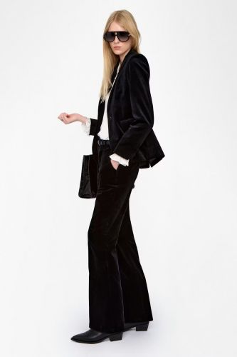 Pantalon tailleur en velours lisse noir ZADIG & VOLTAIRE | Marine
