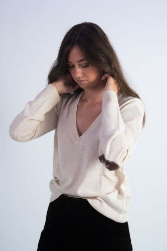 Pull écru avec patch coeur sur le coude ZADIG&VOLTAIRE | Marine