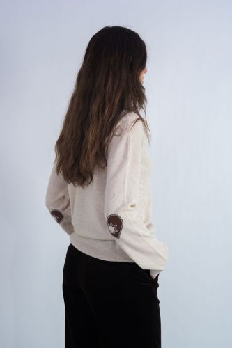 Pull écru avec patch coeur sur le coude ZADIG&VOLTAIRE | Marine