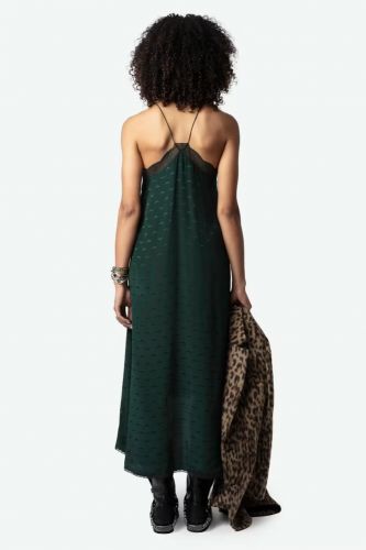 Robe longue esprit lingerie en soie verte foncée ZADIG & VOLTAIRE | Marine