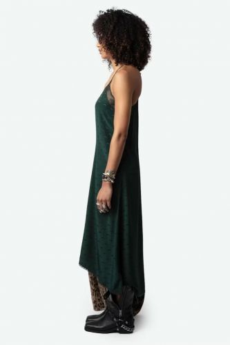 Robe longue esprit lingerie en soie verte foncée ZADIG & VOLTAIRE | Marine