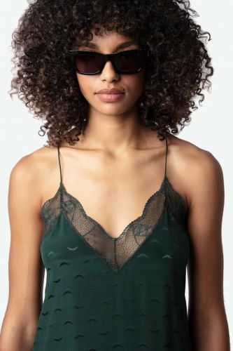 Robe longue esprit lingerie en soie verte foncée ZADIG & VOLTAIRE | Marine