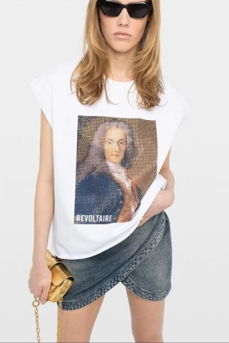 T-shirt à imprimé Voltaire en strass ZADIG & VOLTAIRE | Marine