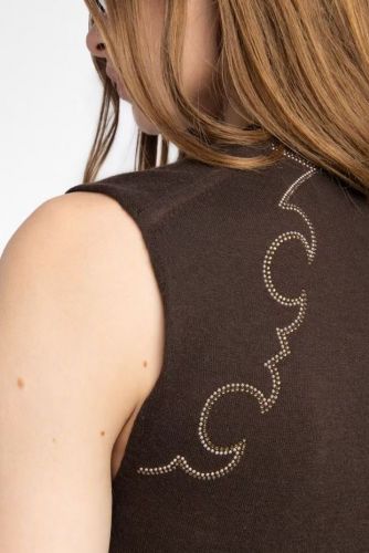 Top détails strass 100% cachemire ZADIG&VOLTAIRE | Marine