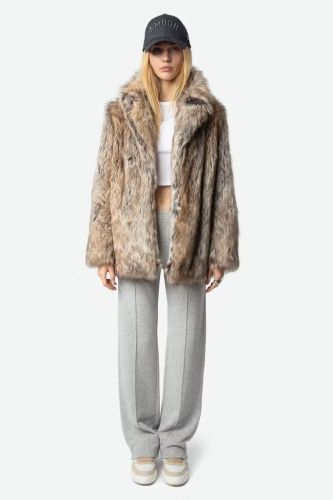  Manteau court en fausse fourrure marron naturel ZADIG&VOLTAIRE | Marine