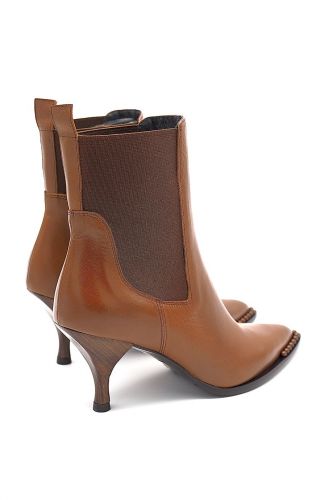 Boots chelsea en cuir cognac pointu ZINDA | Marine