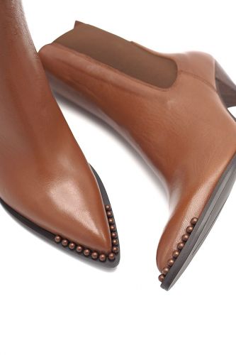 Boots chelsea en cuir cognac pointu ZINDA | Marine