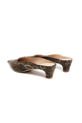 Zinda mule Kaki femmes (Mule arrière ouvert - 3426 python kaki noir) - Marine | Much more than shoes