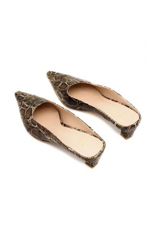 Zinda mule Kaki femmes (Mule arrière ouvert - 3426 python kaki noir) - Marine | Much more than shoes