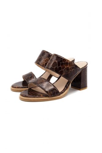 Zinda mule Brun femmes (mule talon droit crocco - 3500 crocco brun) - Marine | Much more than shoes