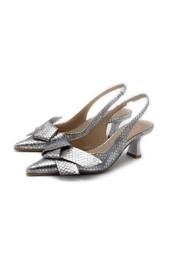 Zinda slingback Argent femmes (pointu argent noeud devant - 2750 argent ½ talon) - Marine | Much more than shoes