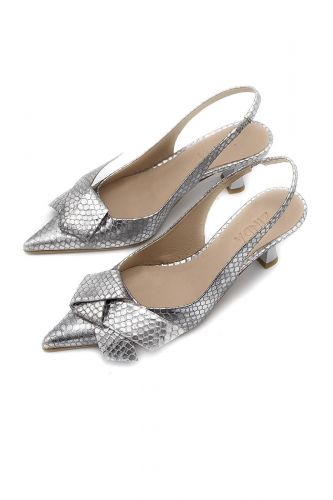 Zinda slingback Argent femmes (pointu argent noeud devant - 2750 argent ½ talon) - Marine | Much more than shoes