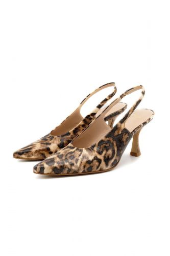 Zinda slingback Léo femmes (pointu talon haut léo cuir - 3109 léopard TH) - Marine | Much more than shoes