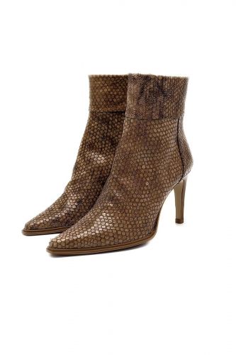 Boots en cuir vernis, imprimé serpent ZINDA | Marine 