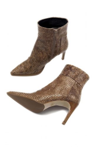 Boots en cuir vernis, imprimé serpent ZINDA | Marine 