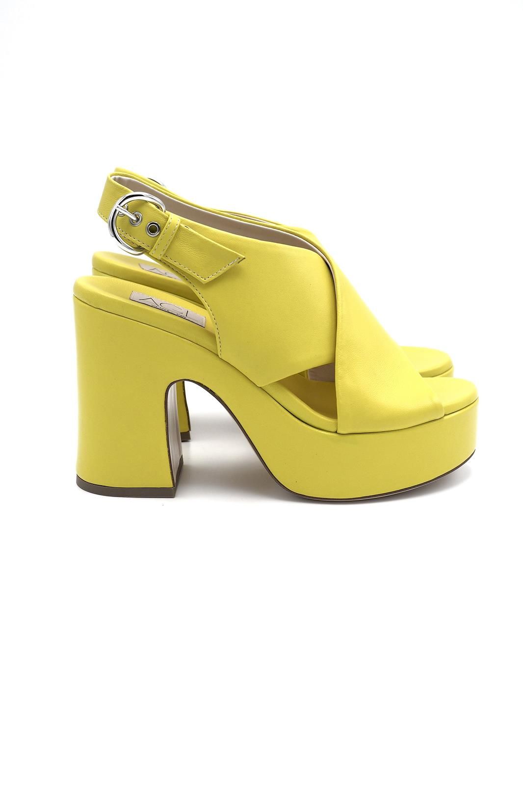 Sandales compensée haute jaune AGL | Marine