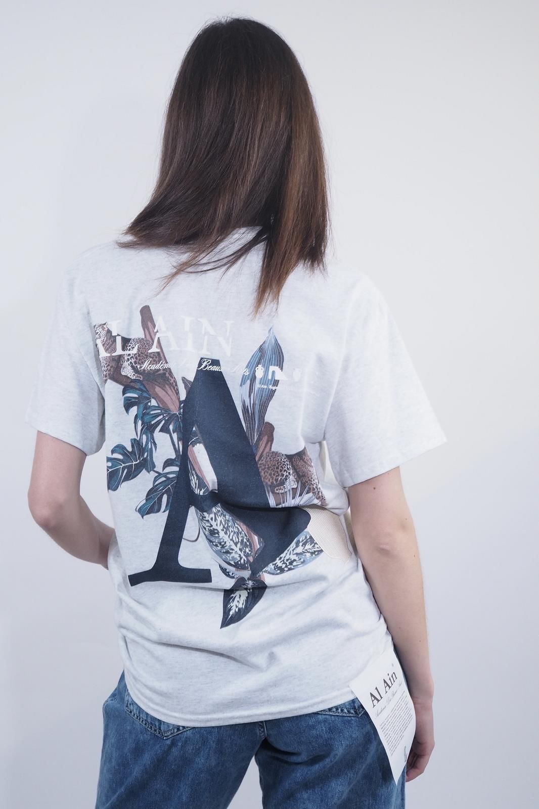 T-shirt gris avec motif floral AL AIN | Marine