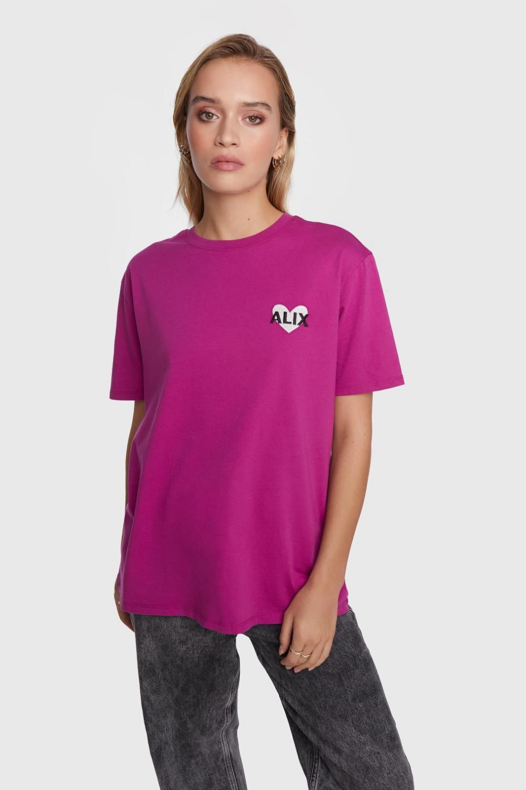 Tshirt violet avec motif coeur ALIX THE LABEL | Marine