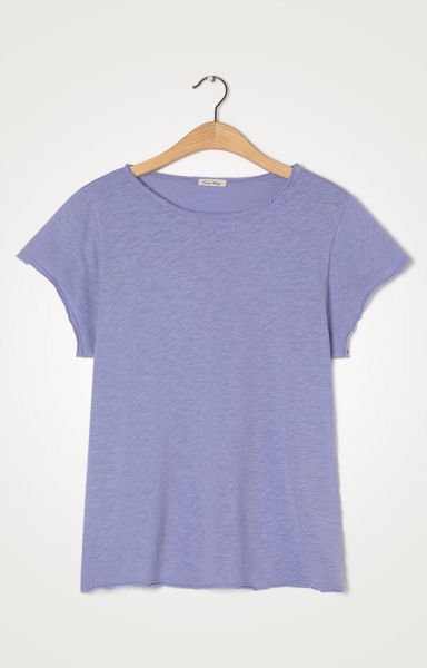 American Vintage tee-Shirt Bleu femmes (AMER-Tshirt manches courtes - SON30T Tshirt bleu vintage col) - Marine | Much more than shoes