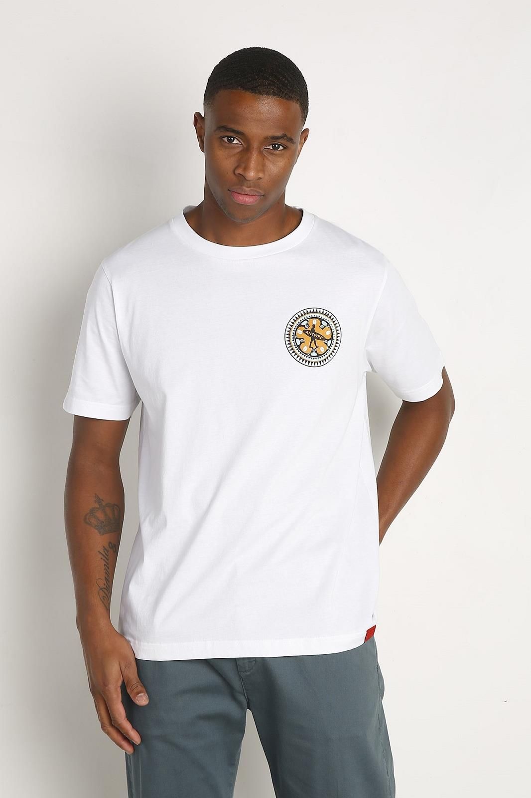 T-shirt blanc logo orange ANTWRP | Marine