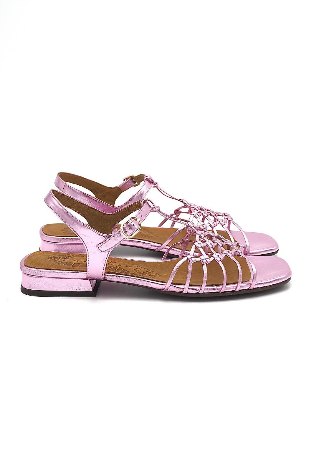 Sandales plates en cuir rose métal CHIE MIHARA | Marine