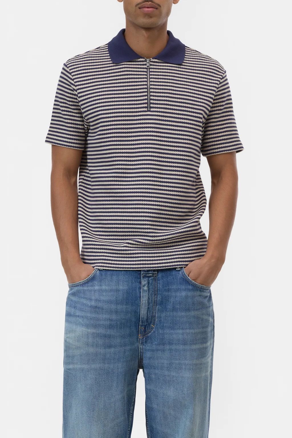 Closed Homme polo bleu/beige