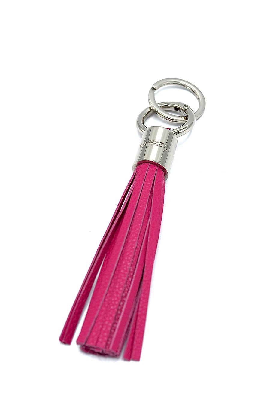 Porte-clé à franges en cuir rose fuchsia LANCEL | Marine 