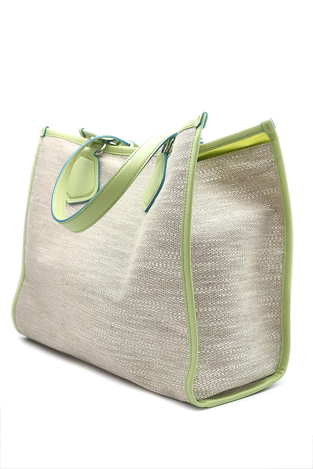 LANCEL BAG CABAS Natural Vert Pomme