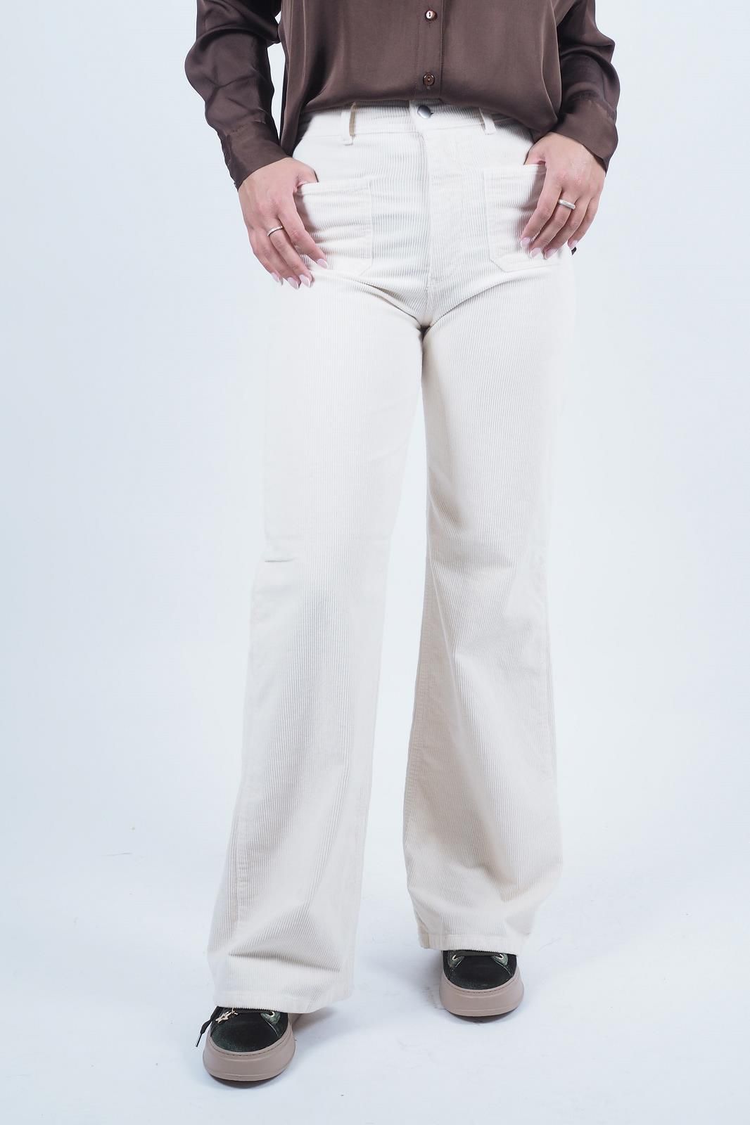 Pantalon flare en velours blanc LOVE@ME | Marine