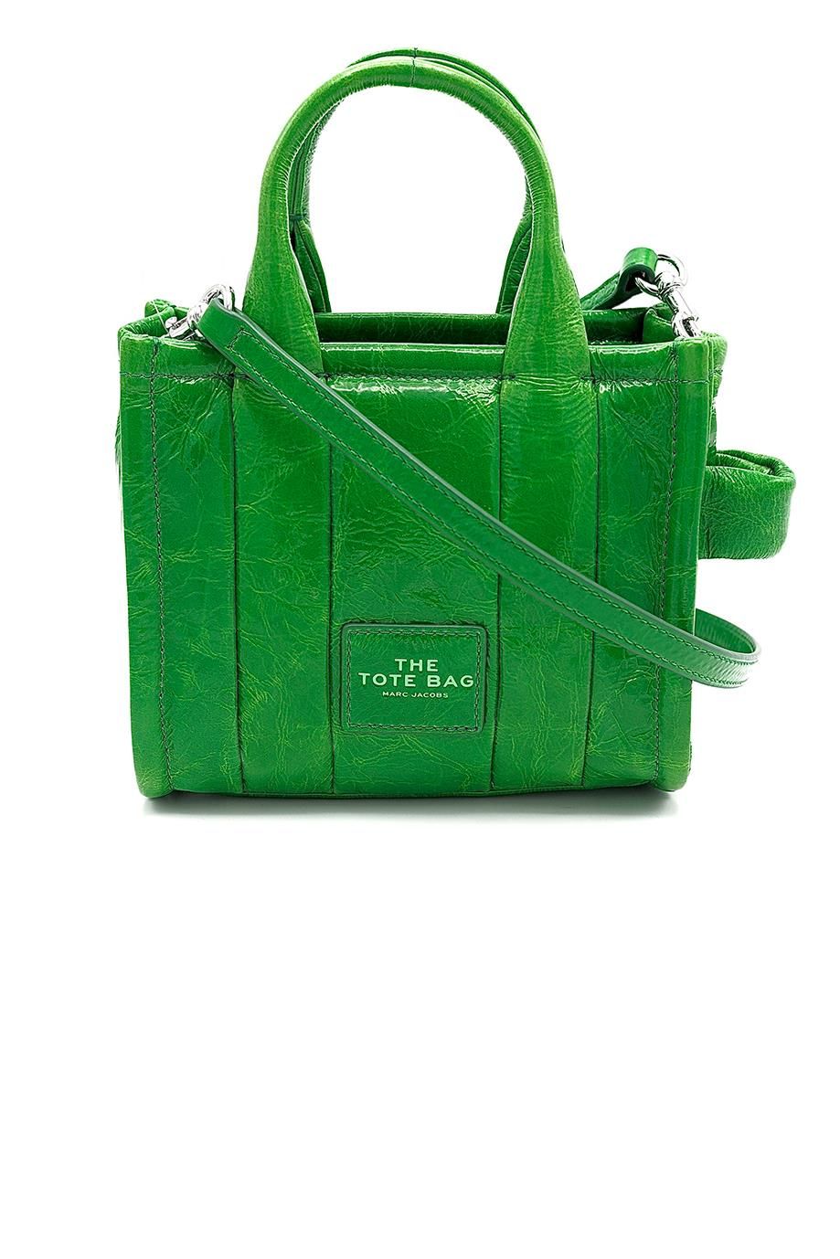 Mini Tote Bag en cuir vernis vert MARC JACOBS