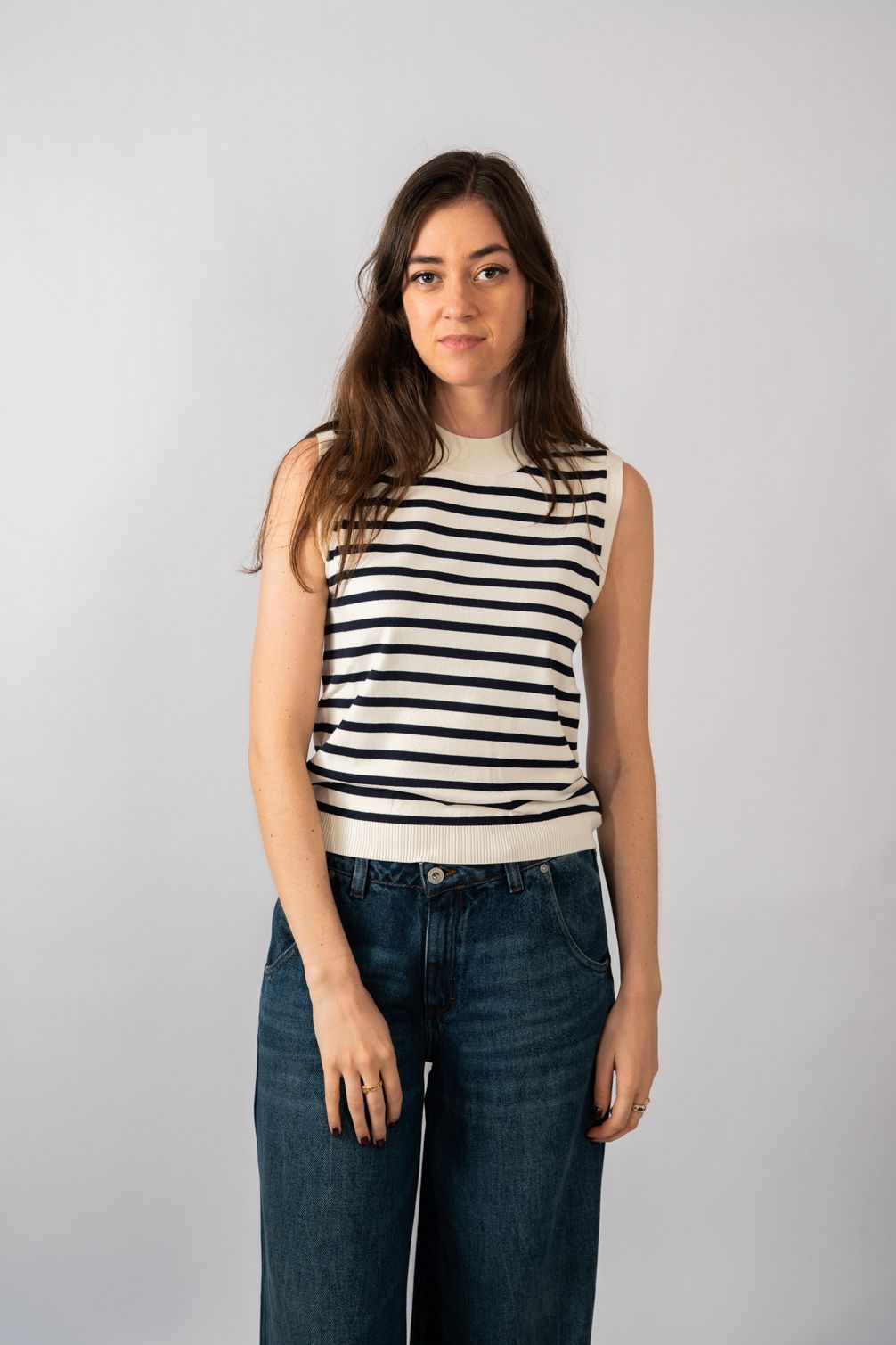 MaxMara-Weekend débardeur bleu/beige