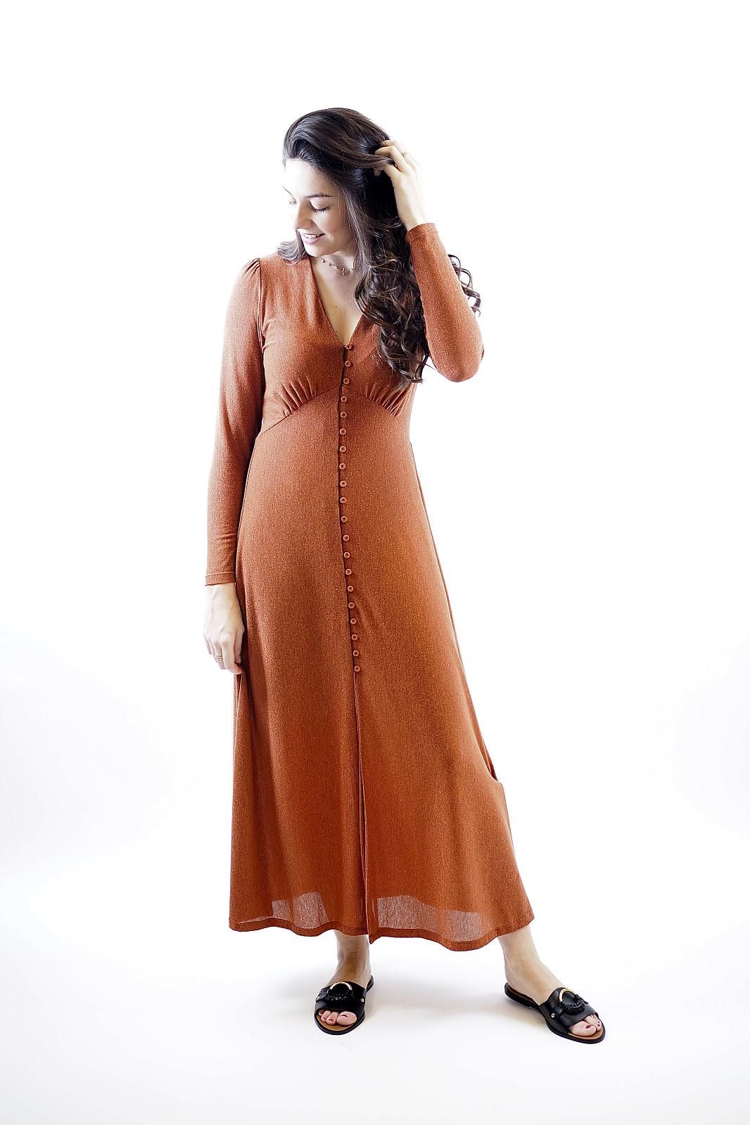 Robe longue Momoni en lurex orange pour femme