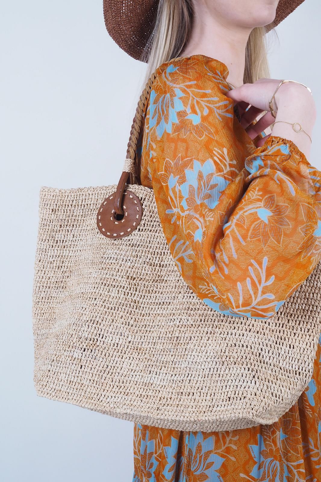 Sac cabas en raffia naturel SANS-ARCIDET | Marine