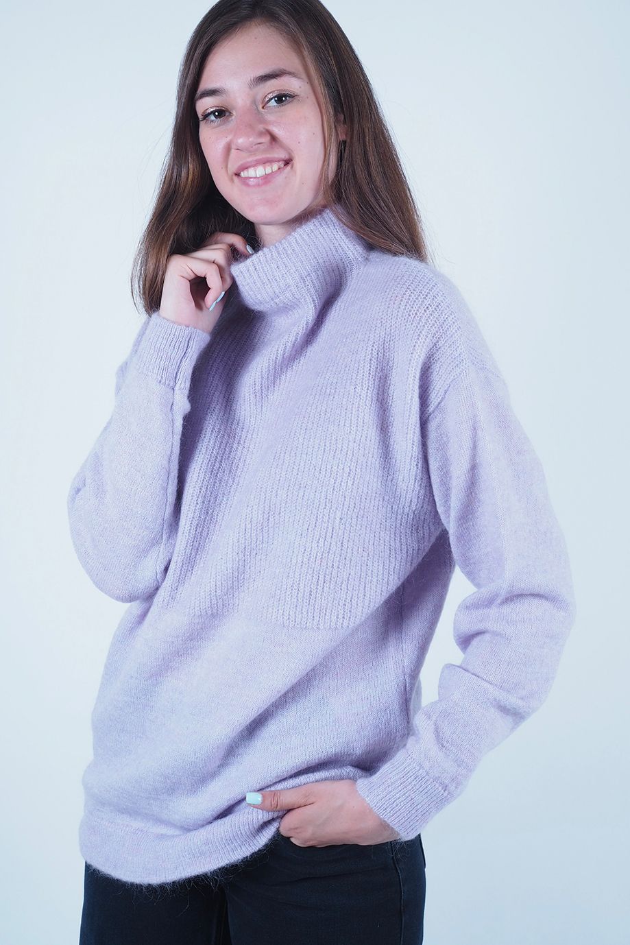 Pull parme - lilas à col haut SELECTED | Marine