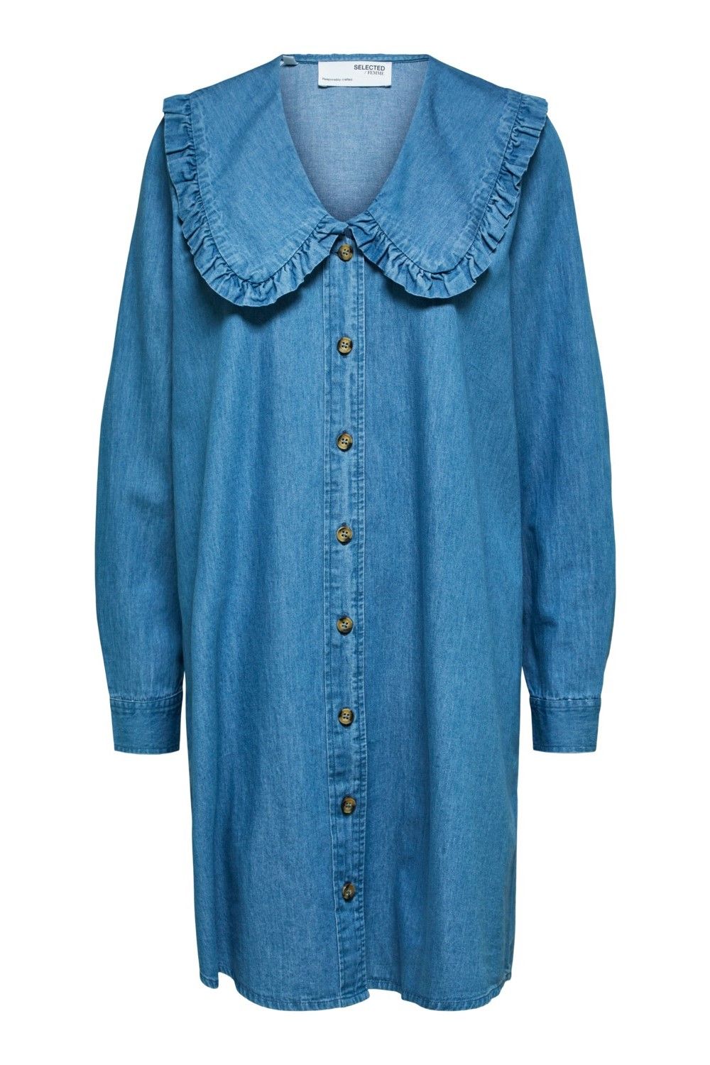 ALLY Selected Robe en jeans avec col claudine | Marine