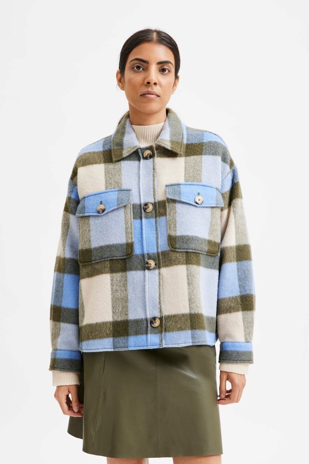 Selected Femme manteau bleu/beige Selected Femme manteau bleu/beige