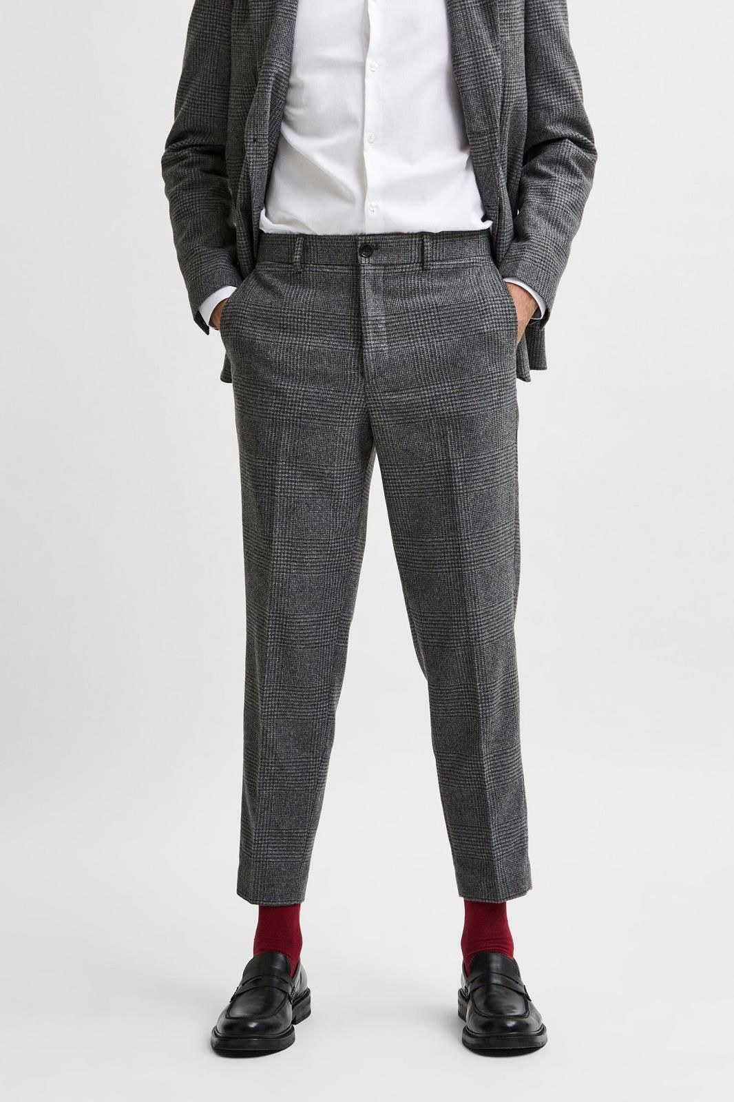 Pantalon de costume gris à carreaux SELECTED | Marine