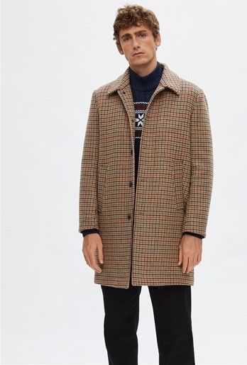 Selected  Homme manteau Brun-multi Selected  Homme manteau Brun-multi