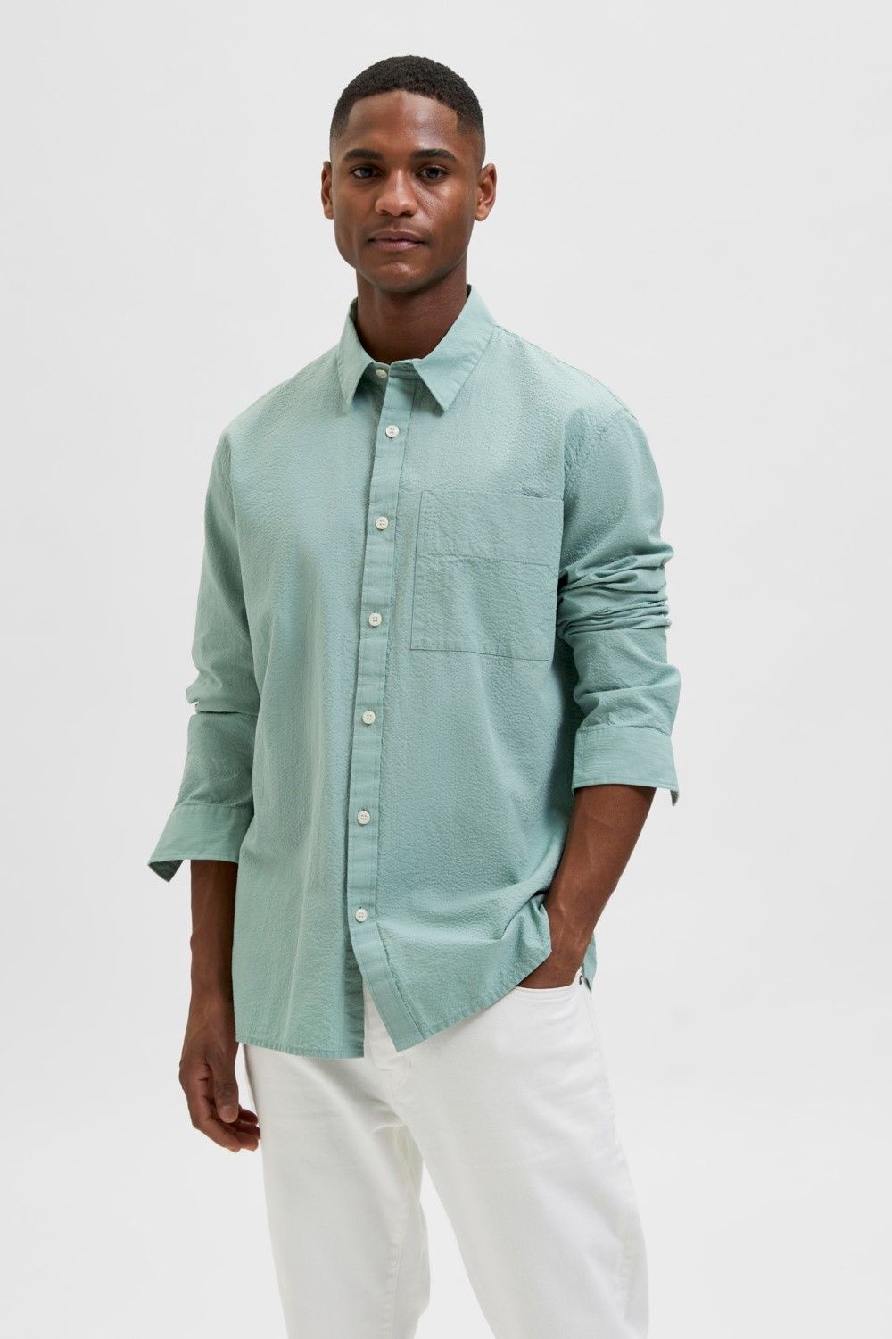 Selected  Homme chemise Vert hommes (SLCT/Man-Chemise cool unie - REGAXEL chemise vert menthe) - Marine | Much more than shoes